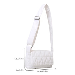 Quilted Rhombus Shoulder Bag with Wide Strap