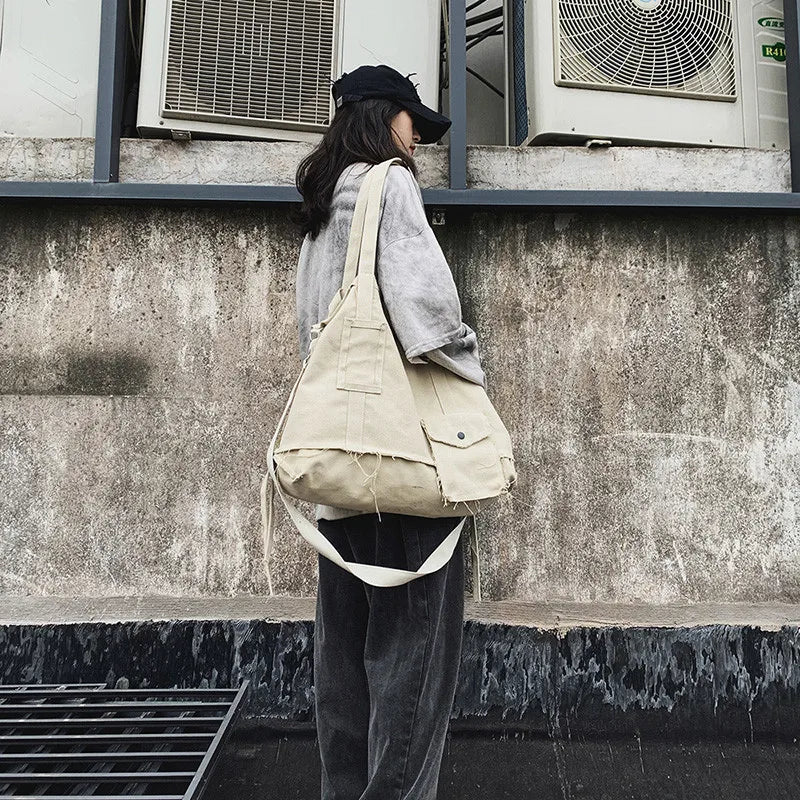 Shoulder Bag Unisex Literary Handbag Street Women Students Large Capacity Bag