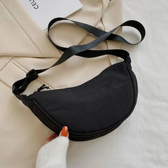 Nylon Crossbody Bag Women Wide Strap Canvas Handbag
