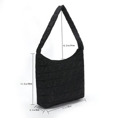 Winter Cotton Padded Shoulder Bag Soft Handbag Casual Quilted Tote Bag