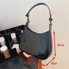 Casual Crossbody Bag for Women Patent Leather Solid Handbag