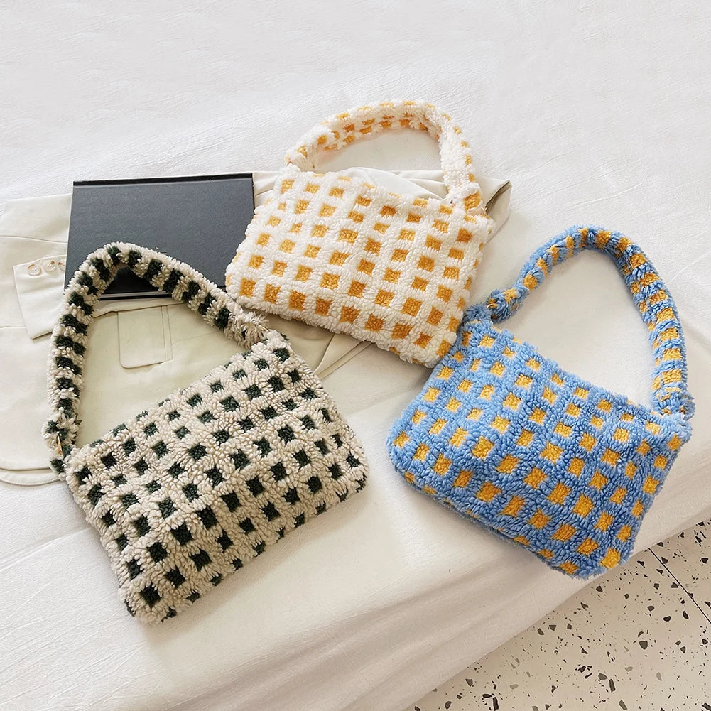 Retro Warm Autumn Winter Shoulder Bag Plush Lady Handbag