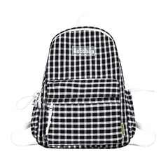 Plaid Backpack Student Schoolbag Laptop Bookbag for Teens Boys Girls