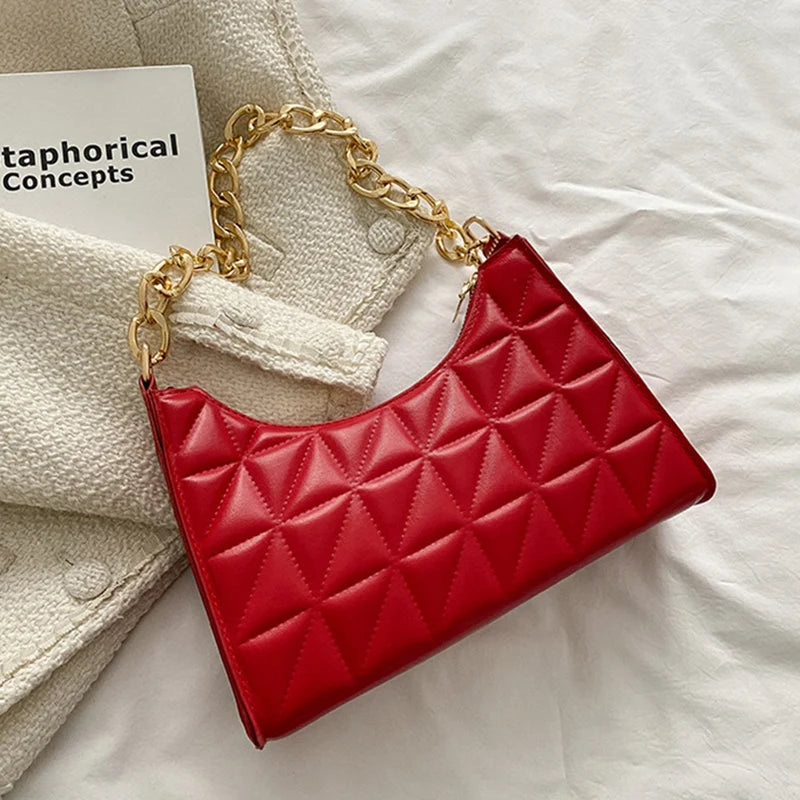 Plaid Leather Armpit Handbag Women Shoulder Bag