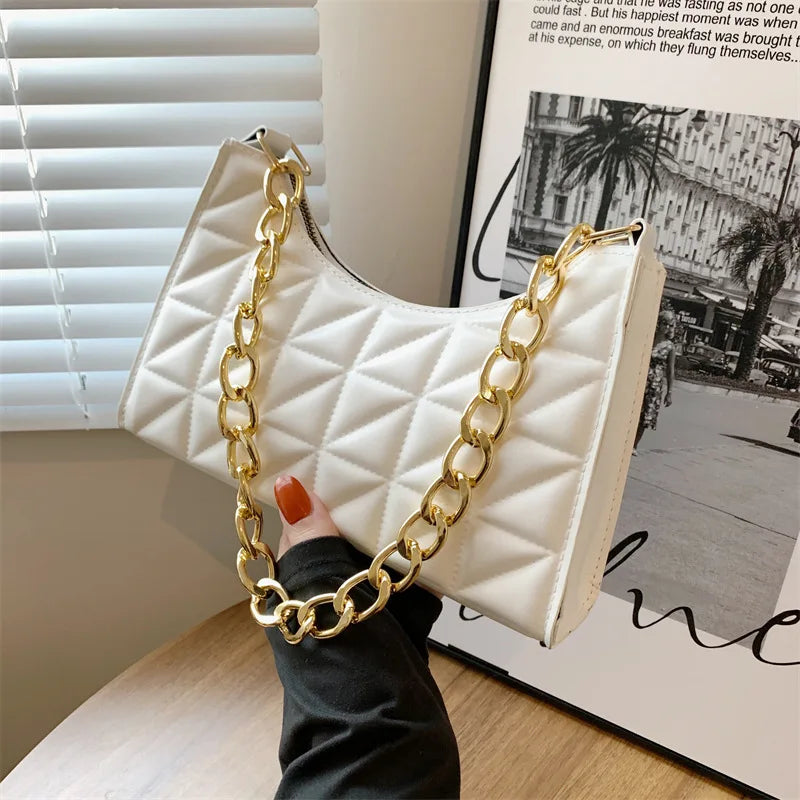 Plaid PU Leather Underarm Shoulder Bag for Women