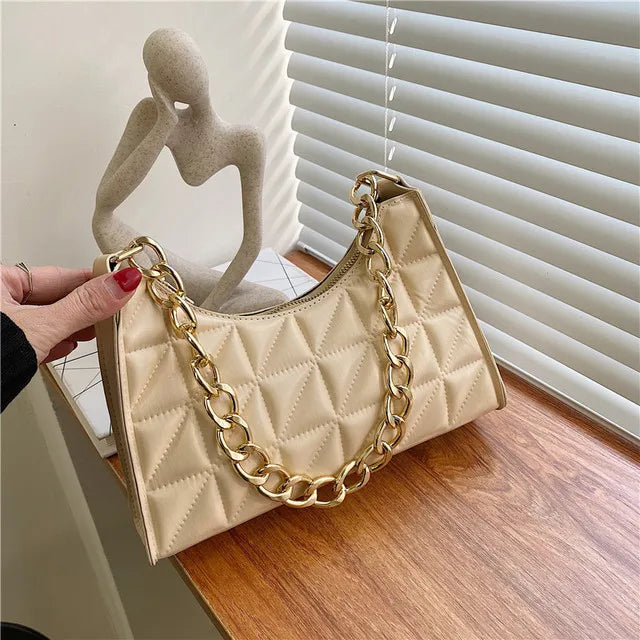Plaid Leather Armpit Handbag Women Shoulder Bag