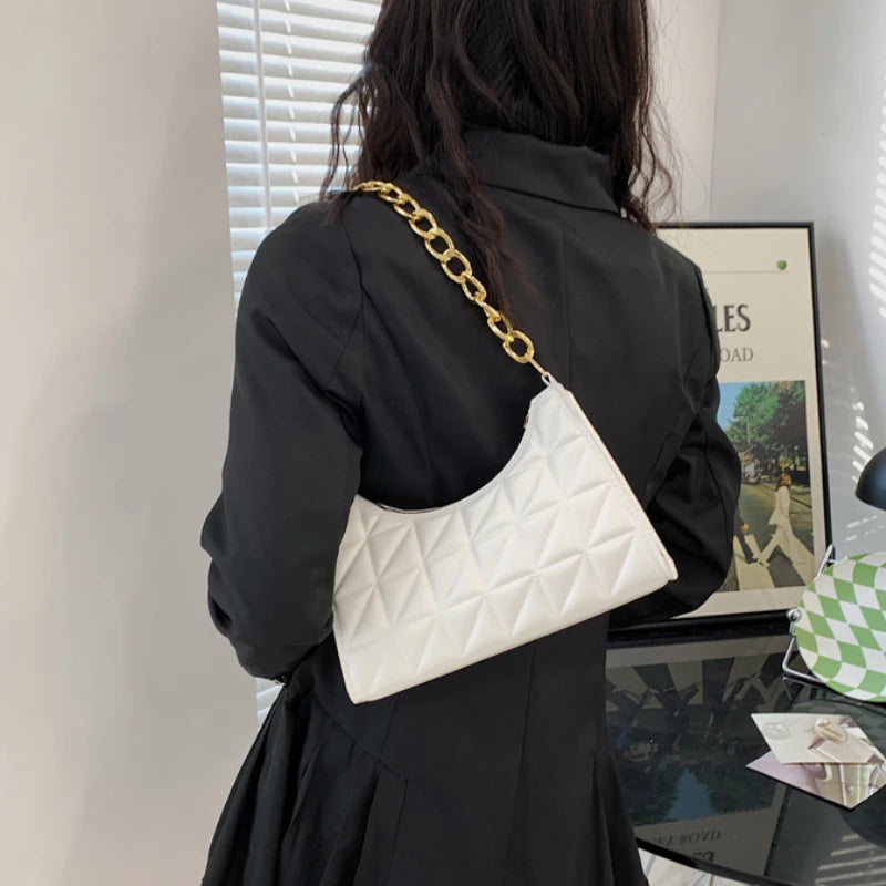 Plaid PU Leather Underarm Shoulder Bag for Women