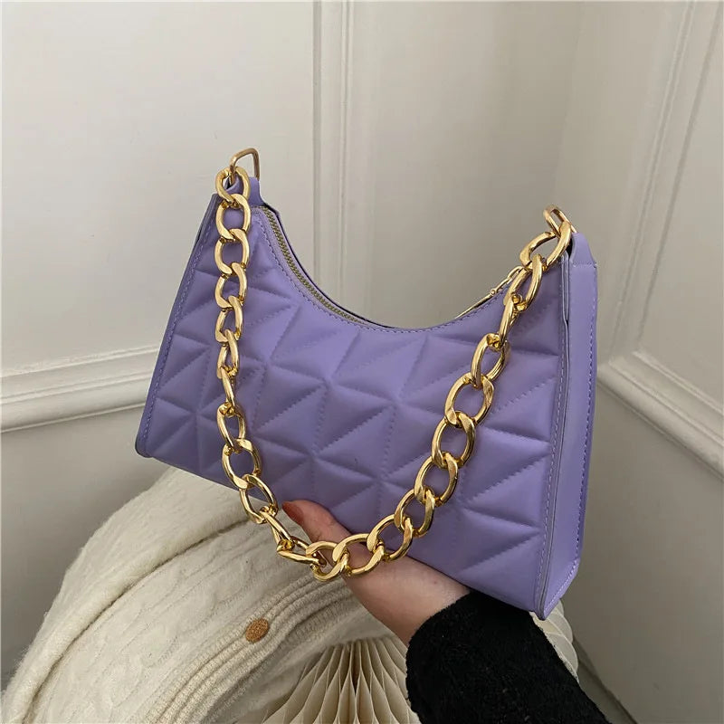 Plaid PU Leather Shoulder Bags for Women