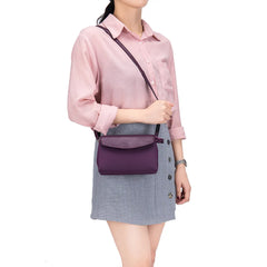 Small Leather+Canvas Messenger Bag Shoulder Crossbody