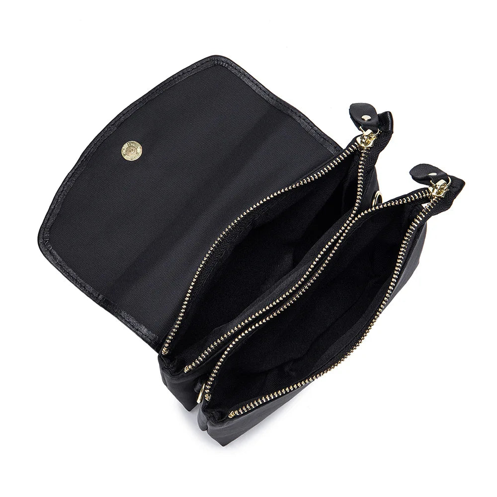 Small Leather+Canvas Messenger Bag Shoulder Crossbody