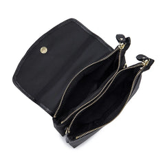 Small Leather+Canvas Messenger Bag Shoulder Crossbody