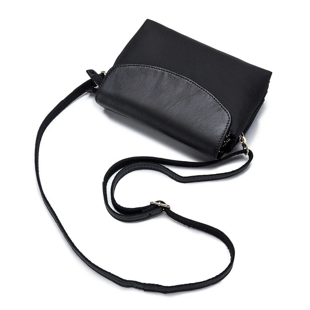 Small Leather+Canvas Messenger Bag Shoulder Crossbody