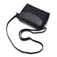 Small Leather+Canvas Messenger Bag Shoulder Crossbody