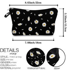 Daisy Printed Women Bag Organizer Cosmetic Makeup Bag for Trip