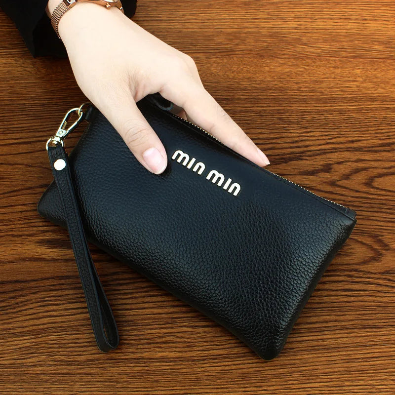 Small Lady Handbag Casual Women Clutch Bags Cowhide Mobile Phone Pouch Mini Flap
