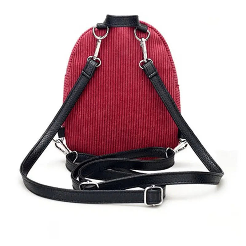 Corduroy Small School Backpack for Women Teens Girls