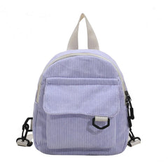 Corduroy Backpack Mini Rucksack Double Shoulder Bag for Travel