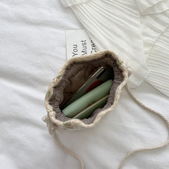 Women Straw Beach Bag Flower Embroidery Crossbody Handbag