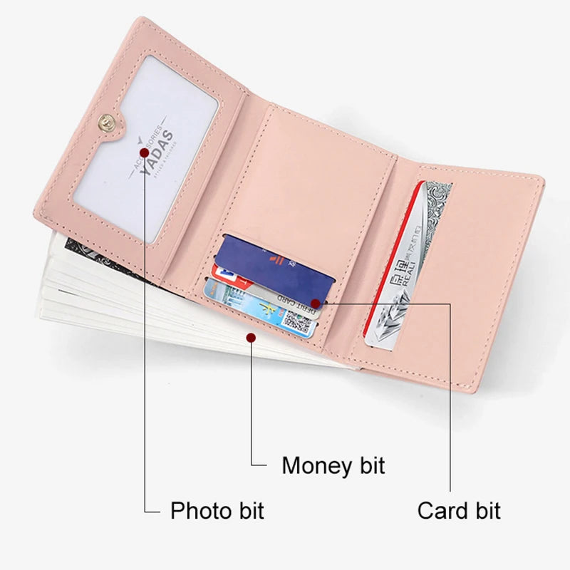 Small Women Wallet Trifold Thin Purses Ladies Money Bag Holographic Slim