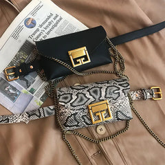 Snake Pattern PU Mini Chain Shoulder Bag