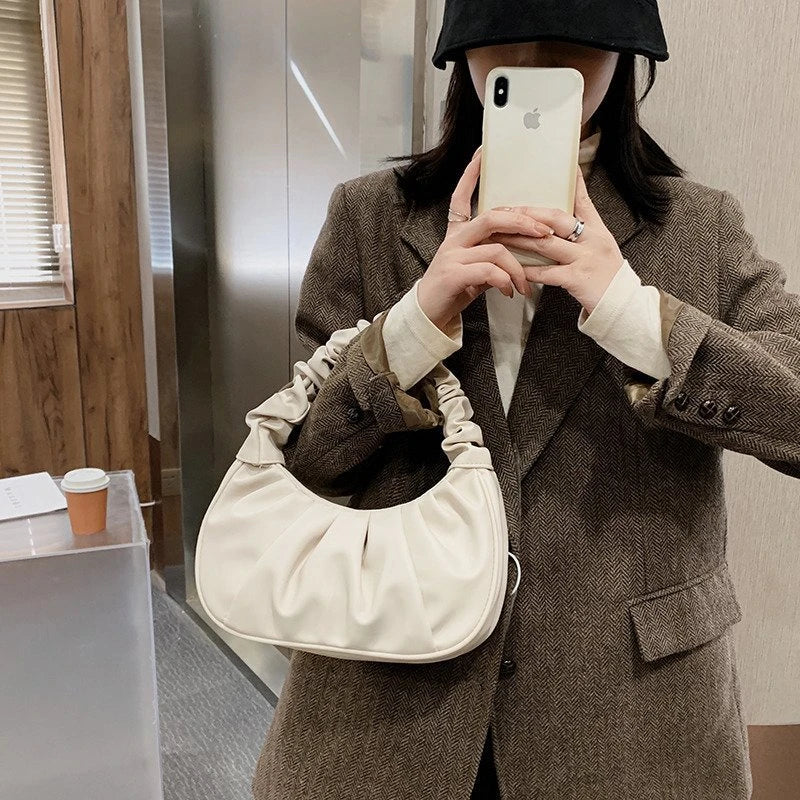 Solid Cloud Handbags Women's Shoulder Bags Versatile Handbag