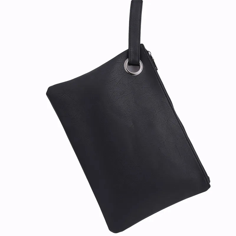 Leather Envelope Clutch Bag for Women Evening Zipper Handbag