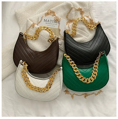Vintage Dumplings Shape Crossbody Handbag with Chains