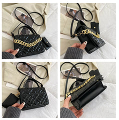 Vintage Chain Crossbody Bag for Women Small Shoulder Handbag