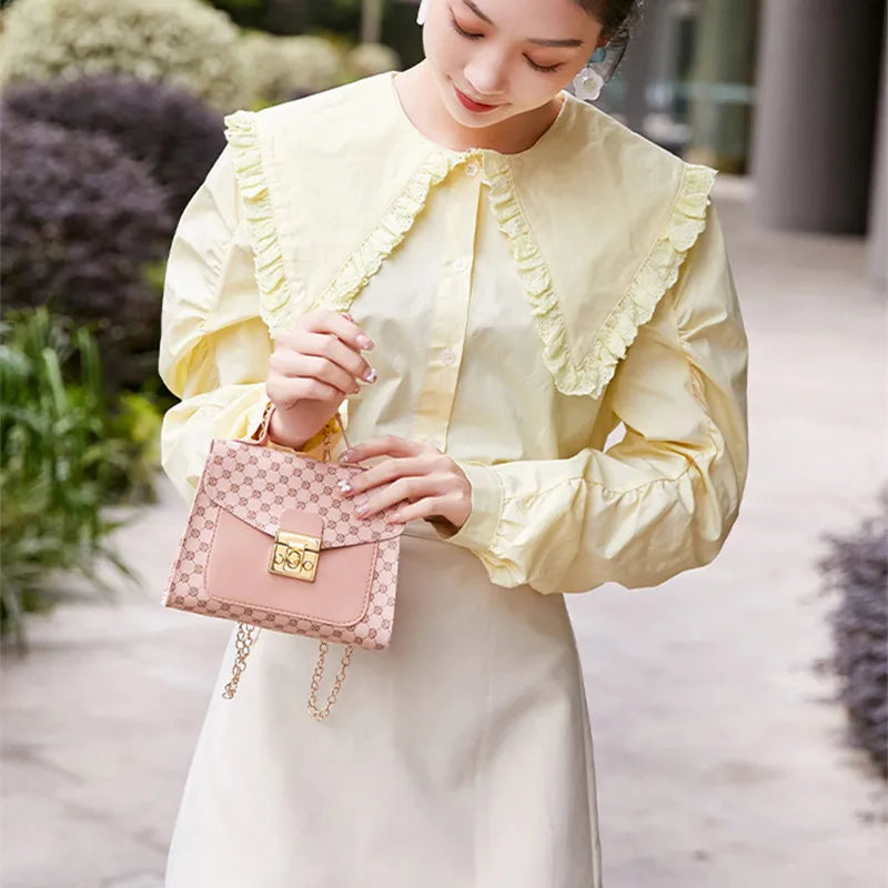 Leather Woven Shoulder Crossbody Bag for Women