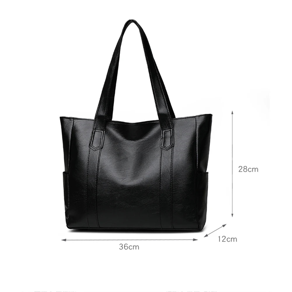 Solid Top-handle Bag PU Leather Shoulder Bags Satchel Street Handbag