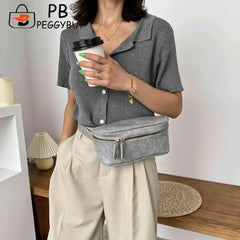 Women PU Leather Zipper Waist Bag Casual Shoulder Crossbody Pack