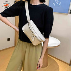 Women PU Leather Zipper Waist Bag Casual Shoulder Crossbody Pack
