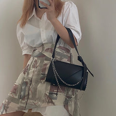 Solid Women Chain Shoulder Bags High PU Leather Ladies Underarm Bag
