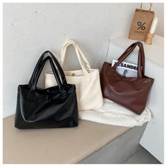 Solid Women Large Capacity Shoulder Handbag Tote Casual PU Leather
