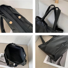 Solid Women Large Capacity Shoulder Handbag Tote Casual PU Leather