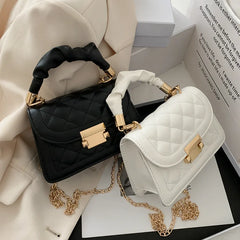 Solid Women Shoulder Bag PU Leather Crossbody Bags Metal Chain Small Handbags