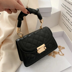 Solid Women Shoulder Bag PU Leather Crossbody Bags Metal Chain Small Handbags