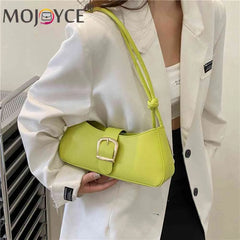 Solid Women Underarm Bags Pu Leather Shoulder Handbags