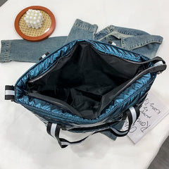 Quilted Shoulder Bag Cartoon Line Handbag Winter Women Shopping Travel Crossbody