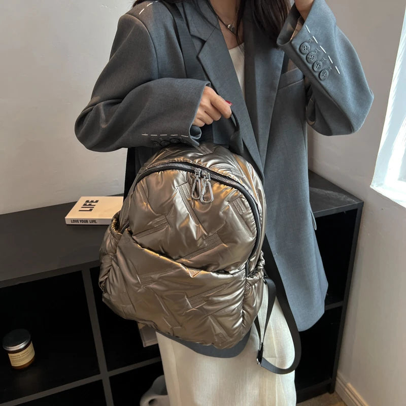 Winter Down Cotton Backpack for Women