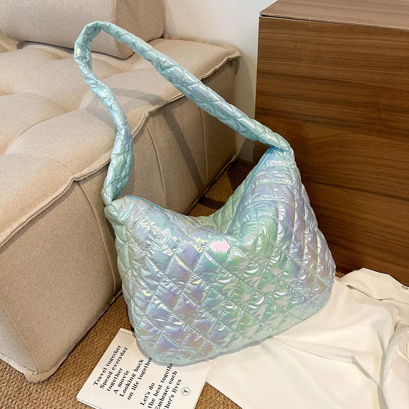 Soft Down Cotton Crossbody Bag Large Capacity Lightweight Handbag