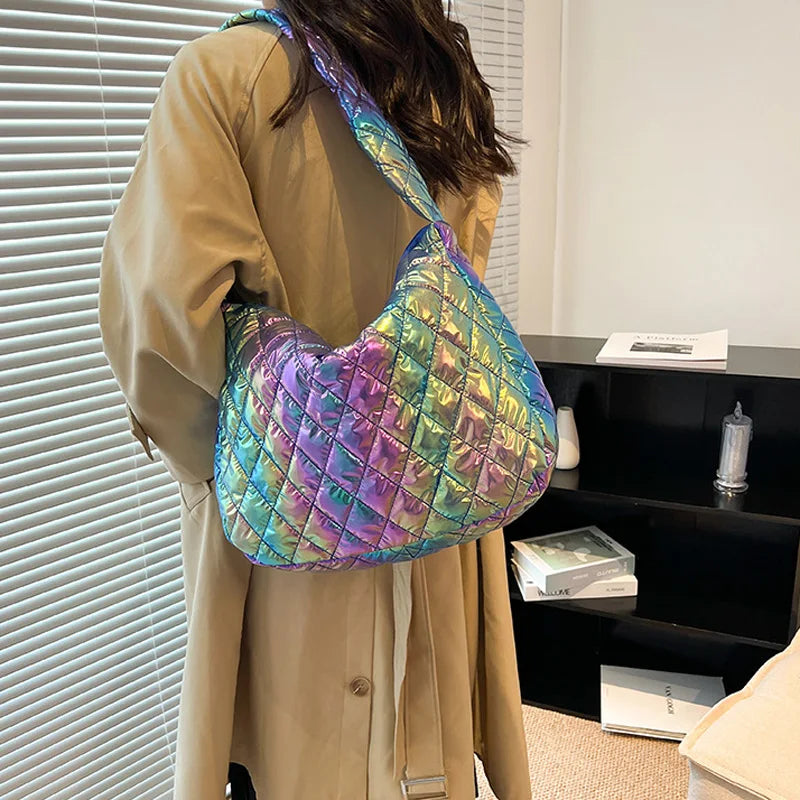 Soft Down Cotton Crossbody Bag Large Capacity Lightweight Handbag