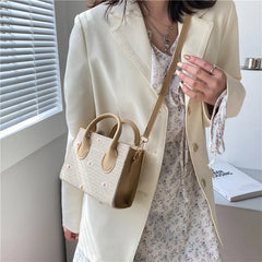 Women's Leather Woven Crossbody Bag Spring Summer Shoulder Handbag