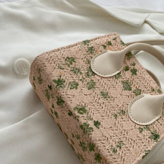 Straw Flower Shoulder Bags Summer Beach Tote Crossbody Bags