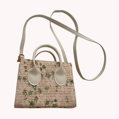 Straw Flower Shoulder Bags Summer Beach Tote Crossbody Bags