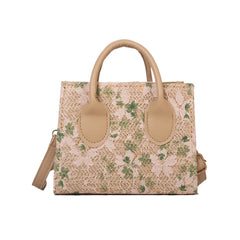Straw Flower Shoulder Bags Summer Beach Tote Crossbody Bags