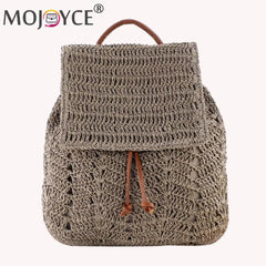 Straw Shoulders Backpack Beach Holiday Purse Bag Travel Hand