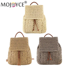 Straw Shoulders Backpack Beach Holiday Purse Bag Travel Hand