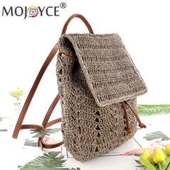 Straw Shoulders Backpack Beach Holiday Purse Bag Travel Hand