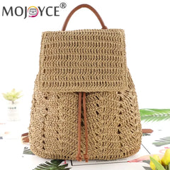 Straw Shoulders Backpack Beach Holiday Purse Bag Travel Hand